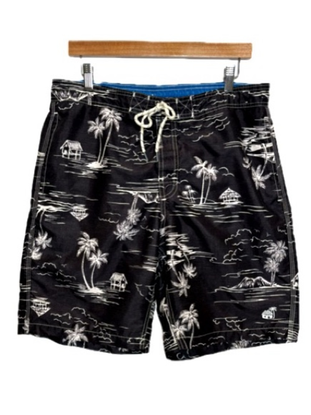 Caribbean Joe Tropical Palm Tree Print Swim Trunks Mens Size Large Board Shorts